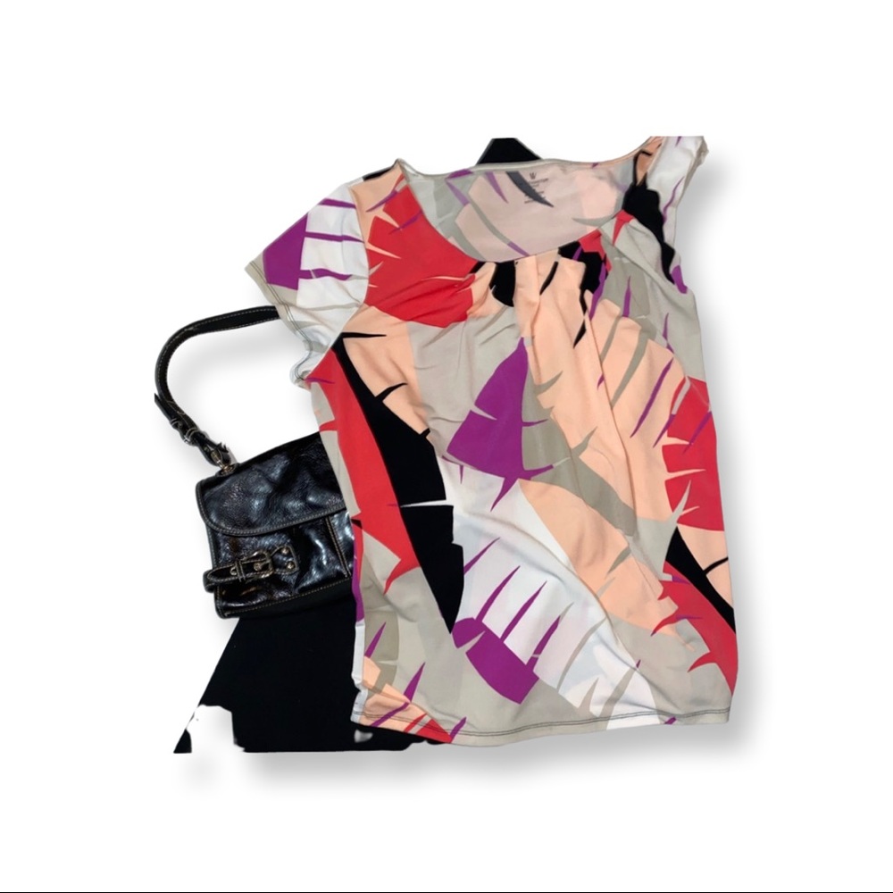 Colorful Palm-Patterned Blouse